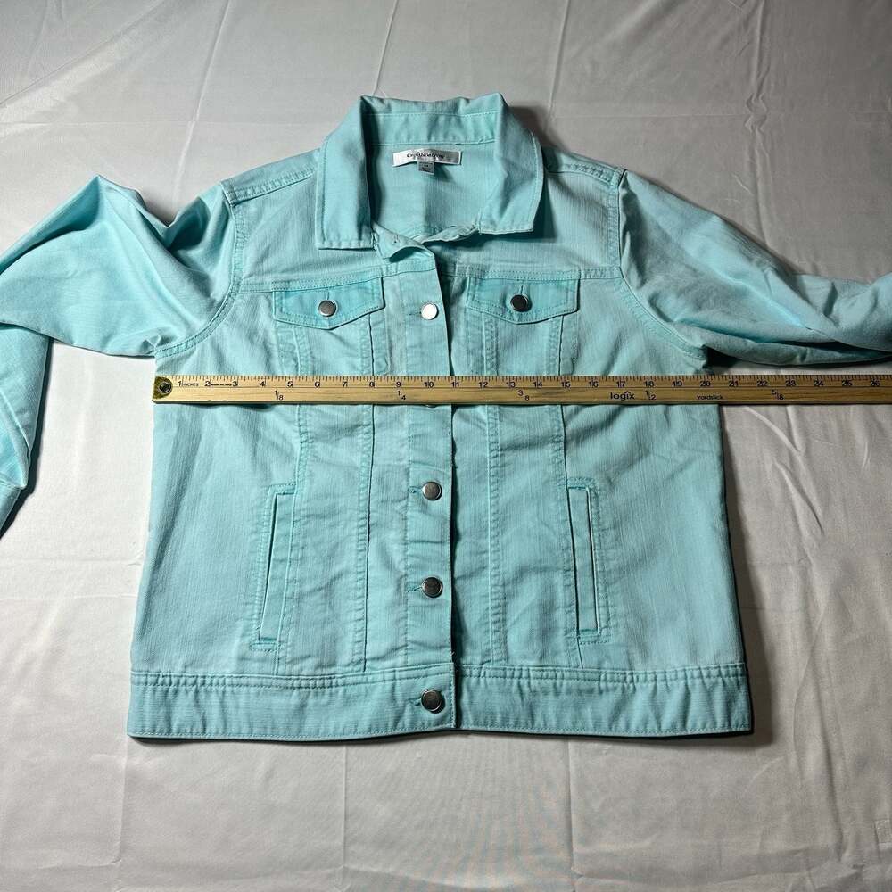 Croft & Barrow Women’s Aqua Stretch Denim Jacket Button Front Size Medium - Picture 2 of 8